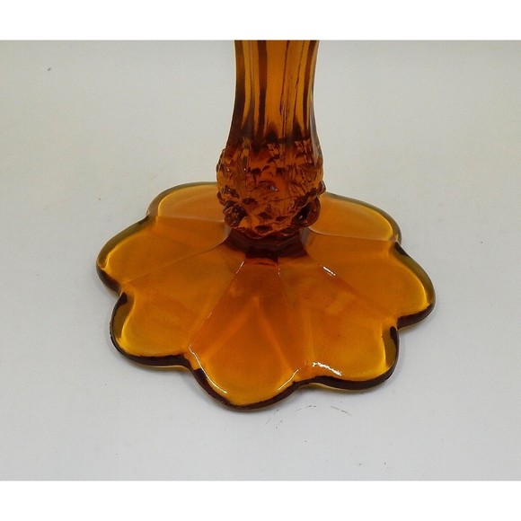 Fenton Cabbage Rose Amber Compote Pedestal Bowl Candy Dish - Picture 7 of 12